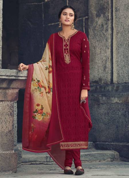 Maroon Colour Patola Partywear Designer Faux Georgette Embroidery Work With Stone Salwar Suit Collection 1003